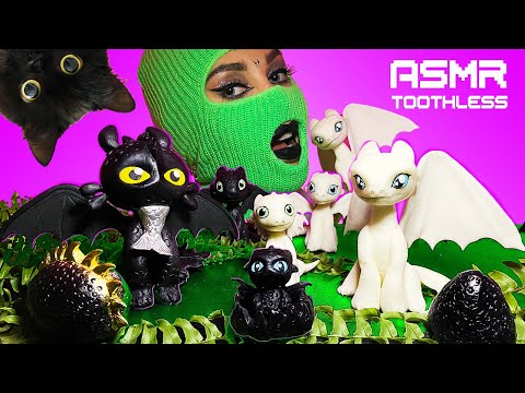 ASMR Toothless Mukbang | How to Train Your Dragon | Night Fury vs Light Fury | Fru Fru ASMR 大食い 먹방