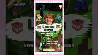 Convite Animado Clipe Minecraft