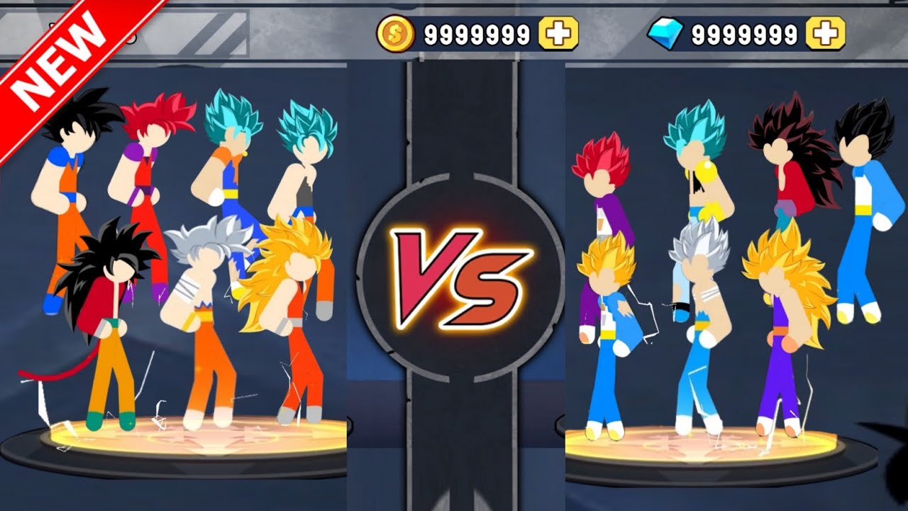 Stickman Warriors Goku All Forms Vs Vegeta All Forms | Stickman Battle 2025