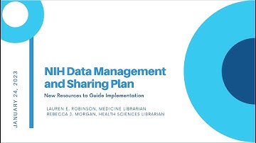 NIH Data Management and Sharing Plan