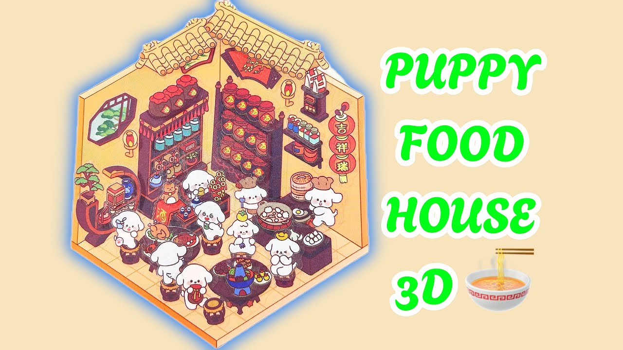 Building a Puppy Food House 🍜 | Cute 3D Stickers | l Relaxing Time