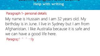 Write 4 simple paragraphs about yourself in English 1: How to write more