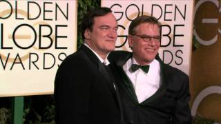 Quentin Tarantino & Aaron Sorkin Golden Globe Awards Fashion Arrivals (2016) | ScreenSlam