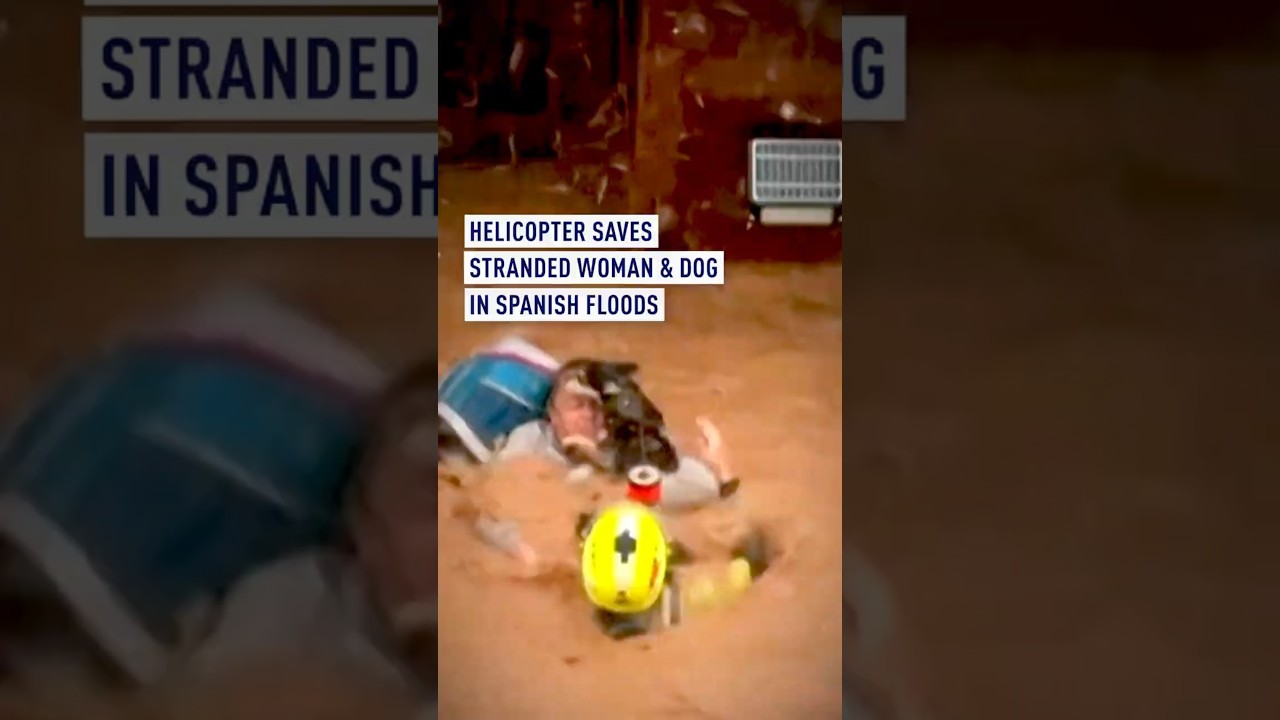 Helicopter to rescue woman and dog stranded by Spanish flood