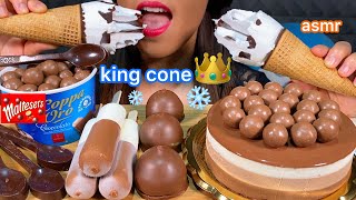 ASMR MALTESERS TRIPLE CHOCOLATE MOUSSE CAKE, KINDER ICE CREAM, CORNETTO KING CONE Eating Sounds