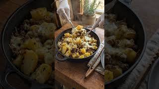Cheesy Ground Beef and Potato Skillet #elisedeliciousbites #recipe #cooking #easyrecipes