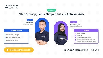 #DevCoach 126: Front-End Web | Web Storage, Solusi Simpan Data di Aplikasi Web
