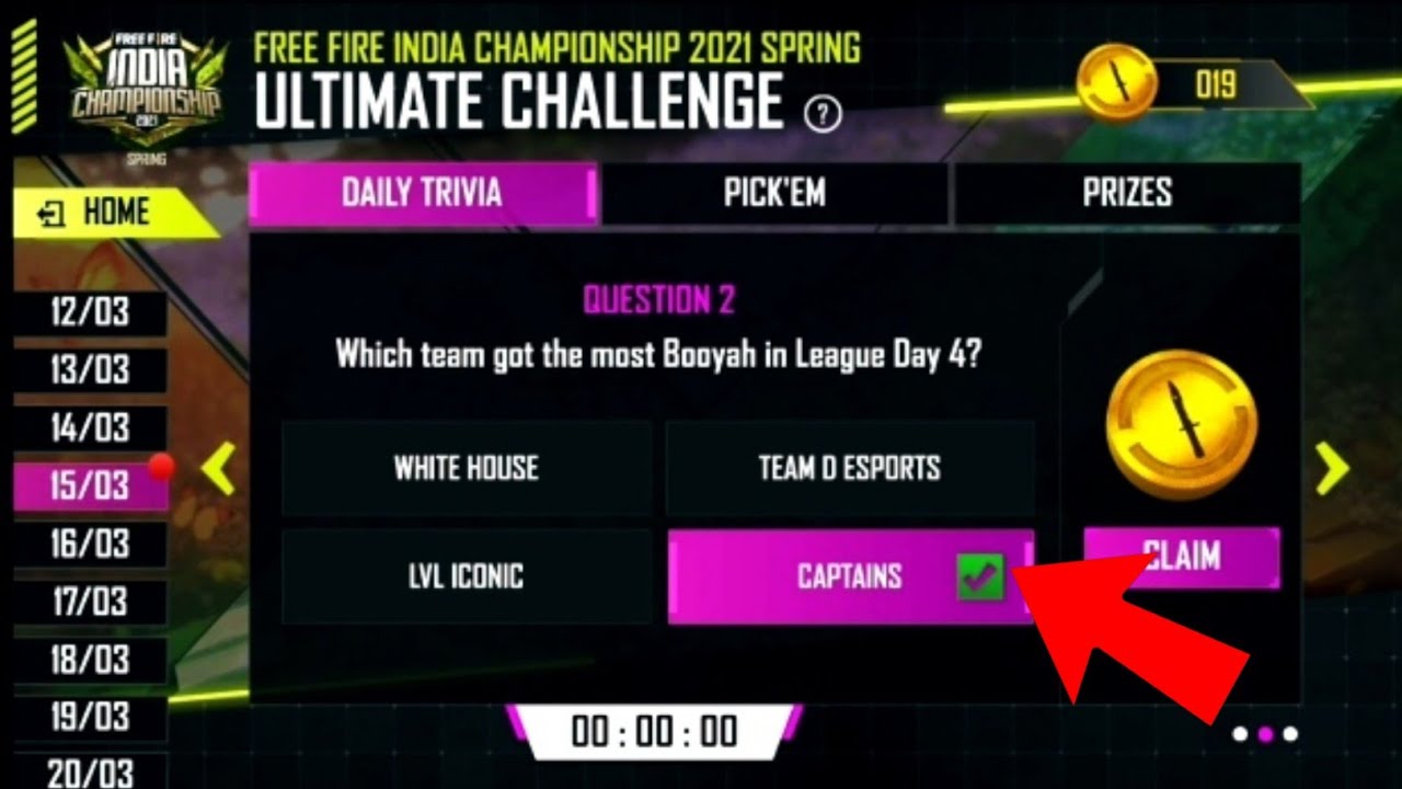 FREE FIRE || ULTIMATE CHALLENGE || ANSWER || DAY - 4