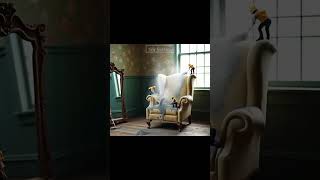 Tiny Workers Clean a Giant Abandoned Chair | AI Magic!"