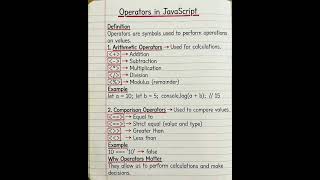 😎JavaScript Basics Notes in detail and clear 👌 #frontendcourse #javascript #coding #facts #shorts