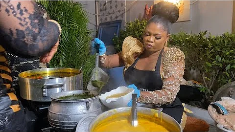 US BASED AMALA ZONE CEO SERVES AMALA TO GUESTS BY HERSELF AT HER BIRTHDAY PARTY IN LAGOS