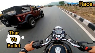 Thar 4x4 Vs Bullet 350 Drag Race 😱 🏁  First Time In India 😍