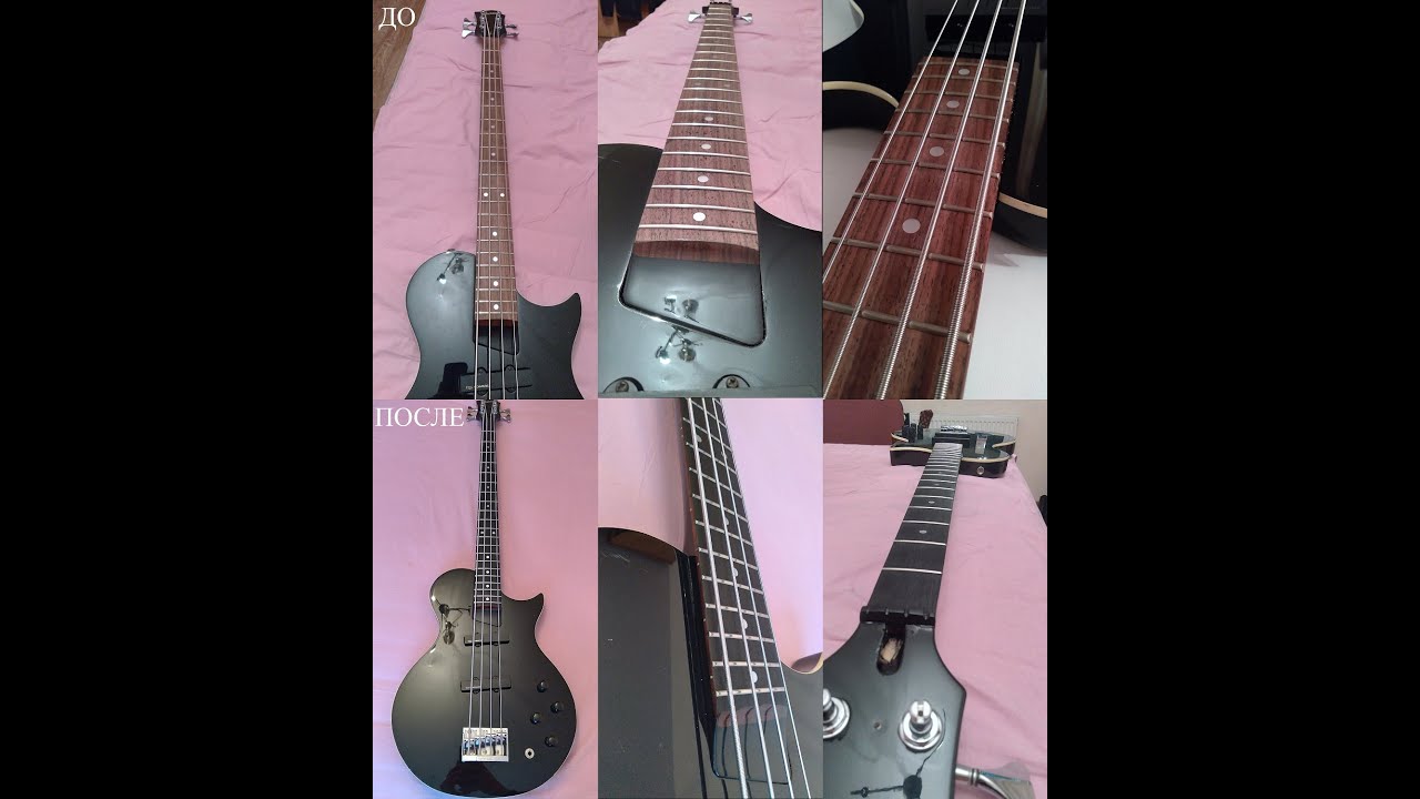 Перекраска накладки грифа бас-гитары краской для волос.