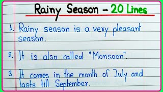 Rainy Season essay 20 lines || Rainy Season essay in English || 20 lines on Rainy Season