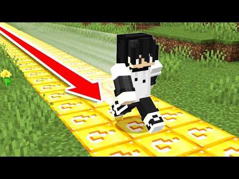 I BEAT Minecraft But WALKING FORWARD Turns Blocks Into LUCKY BLOCKS