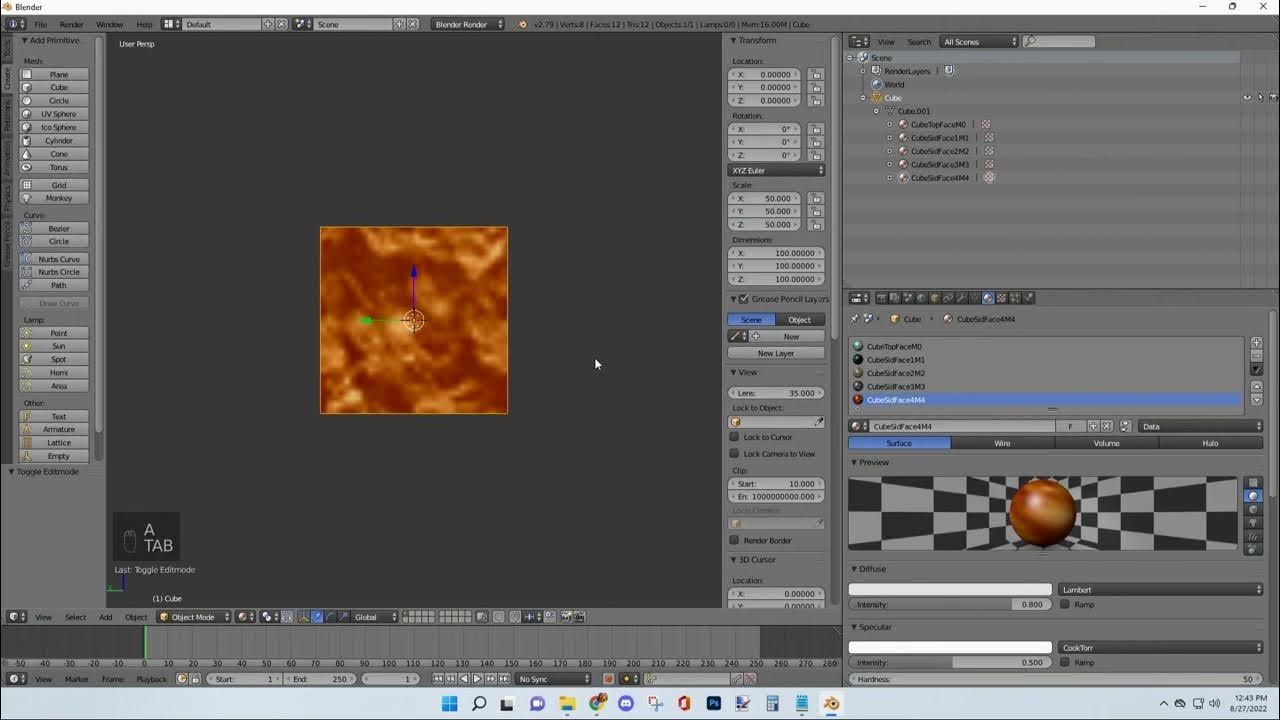 Cube texture blender 2 79b tutorial youtube