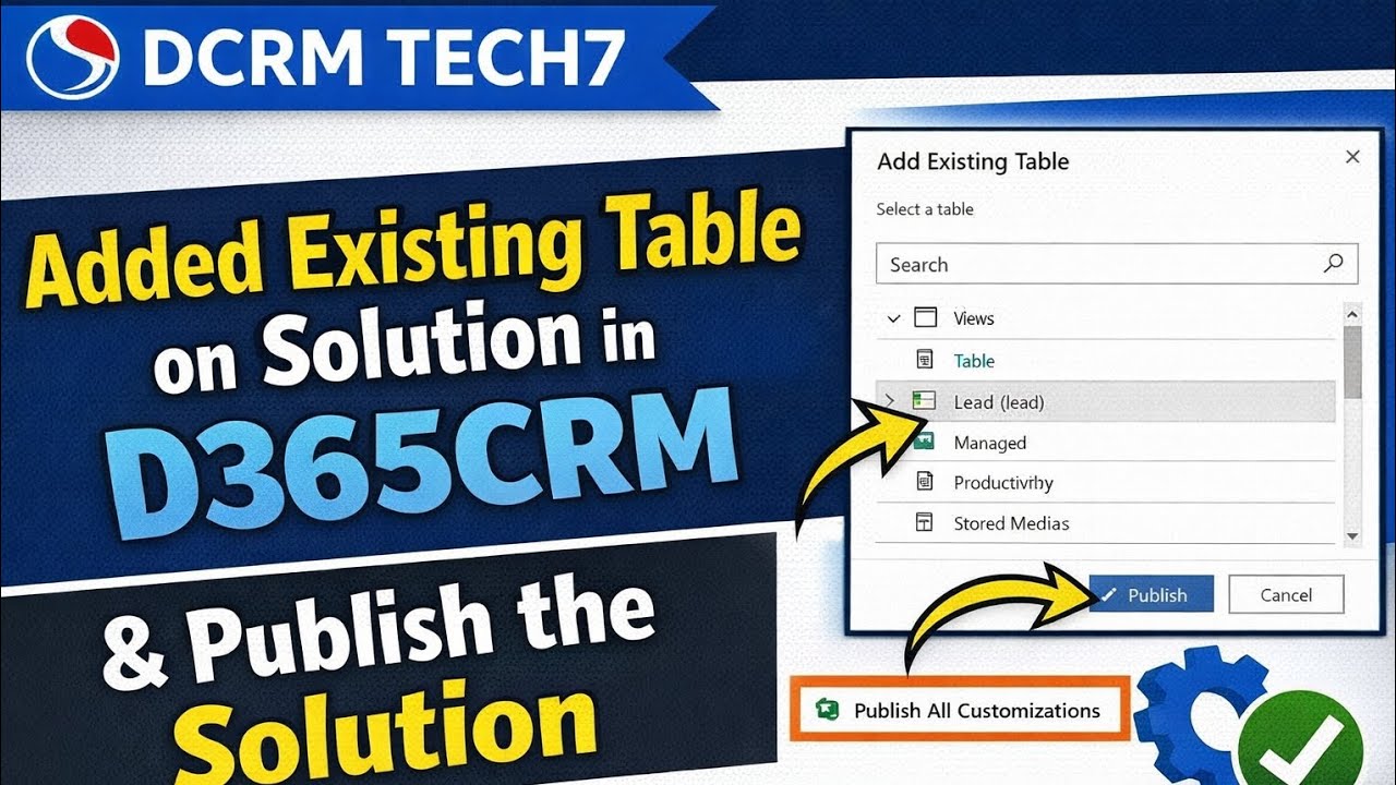 Episode 9 D365 CRM | How to Add Existing Table to Solution + Publish ...