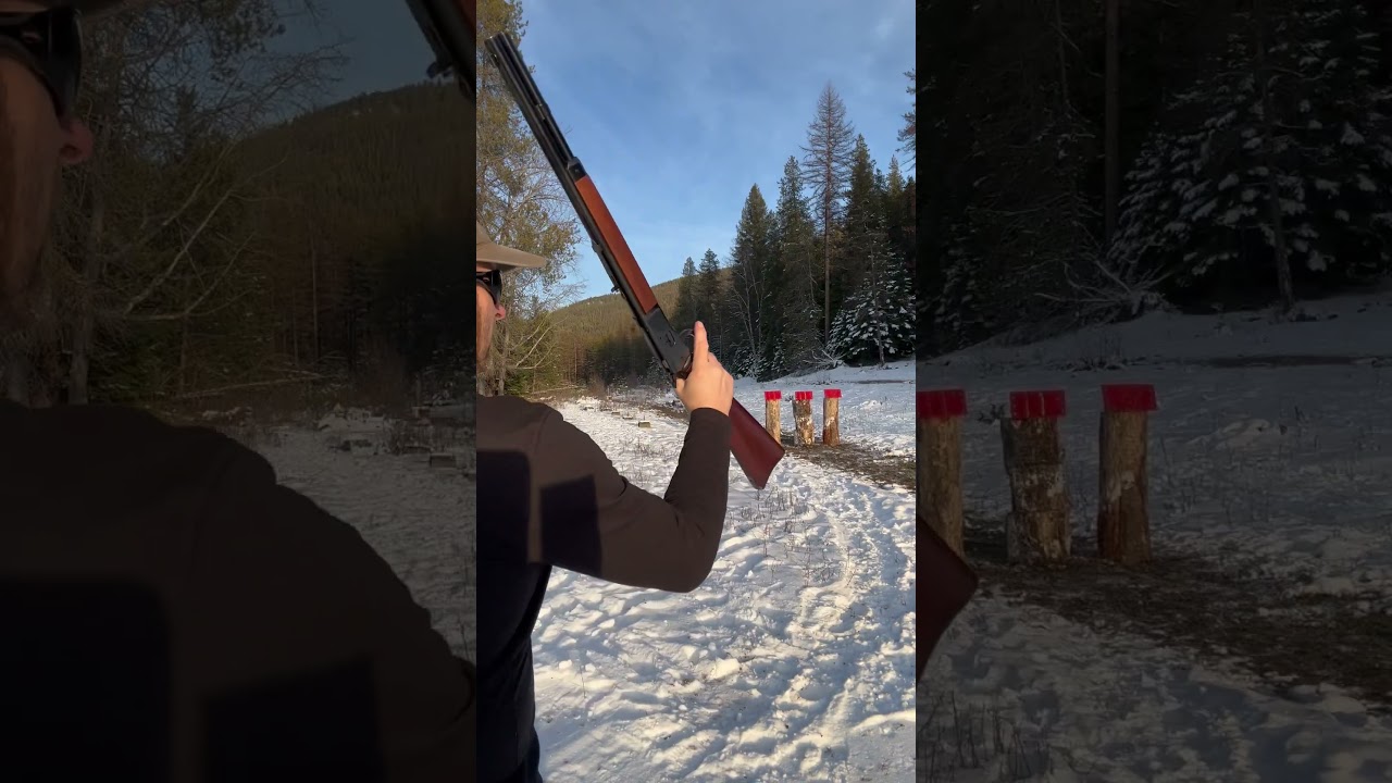✅out😳chuck Connor style flip cocking Winchester model 1892 44-40 cal and knocking over heavy steel