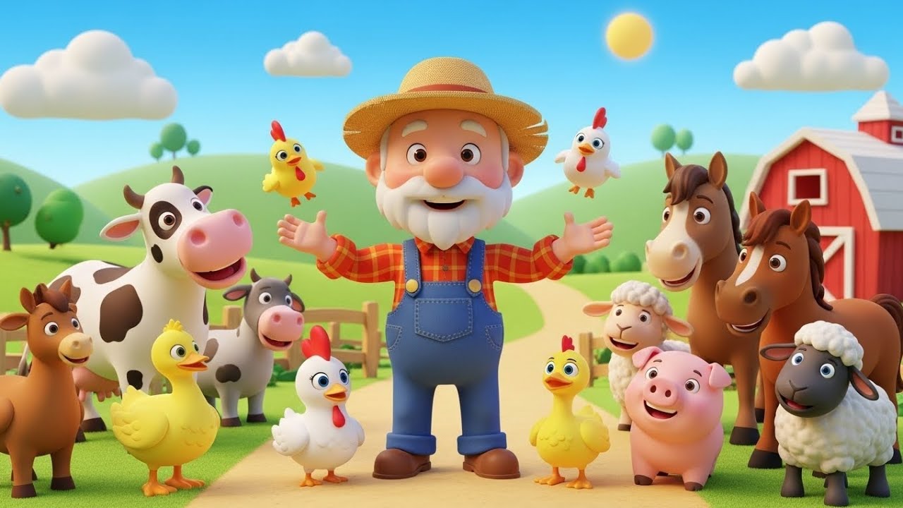 Old MacDonald Had a Farm 🐄🐔 | 3D Cartoon Animal Song for Kids
