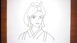 How To Draw Lady Eboshi Step By Step For Kids Princess Mononoke Drawing For Kids