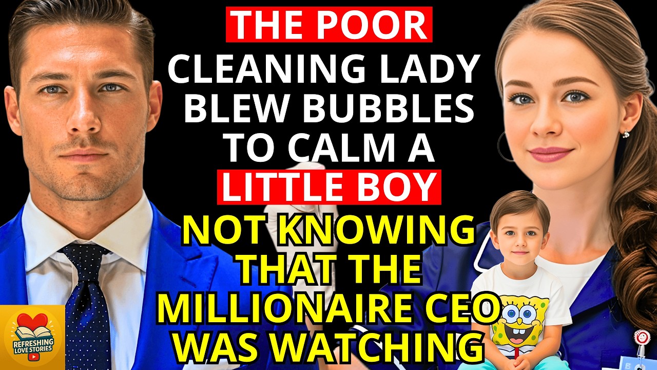THE POOR CLEANING LADY BLEW BUBBLES TO CALM A LITTLE BOY, NOT KNOWING THAT THE MILLIONAIRE CEO WAS W