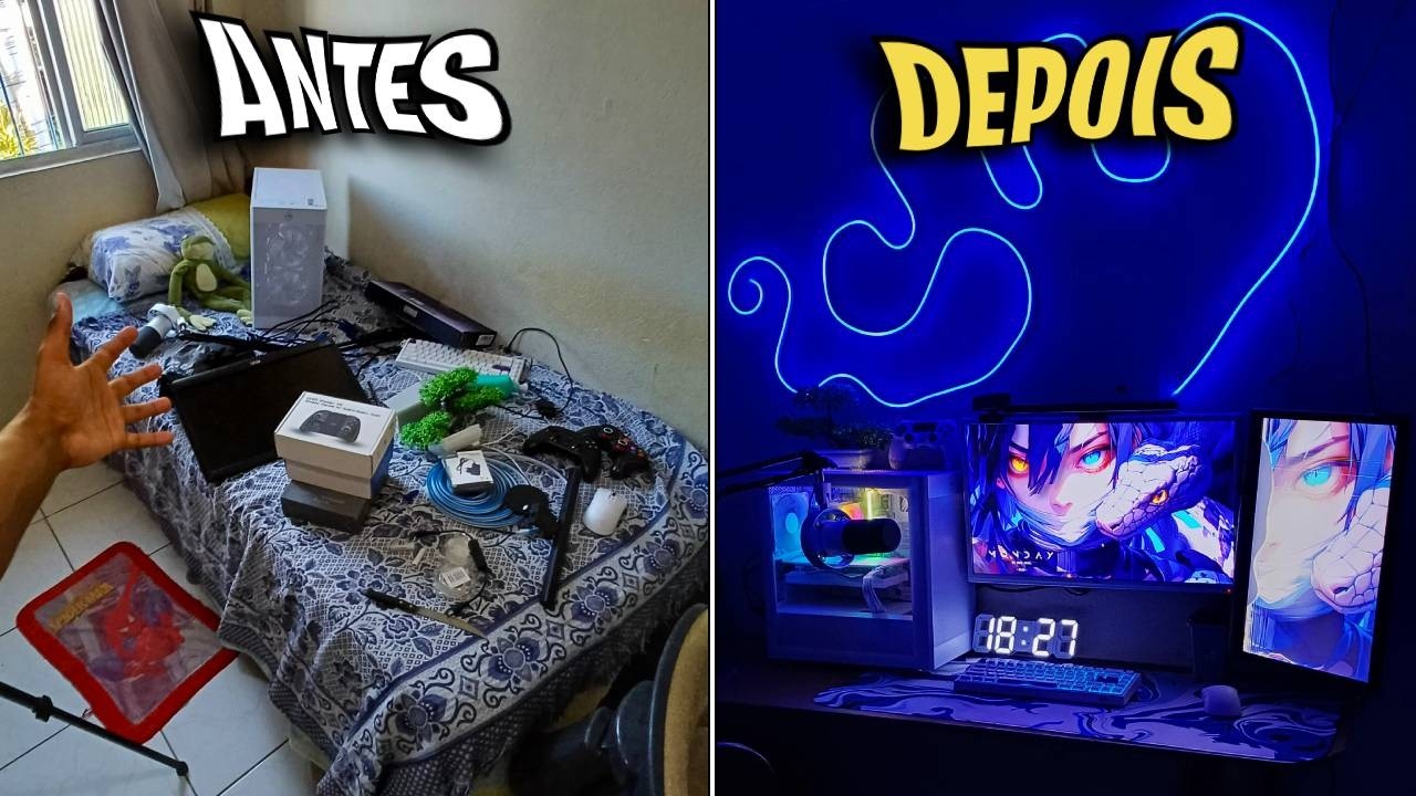 Transformei meu Quarto DETONADO num Setup PERFEITO! (Gastando pouco)