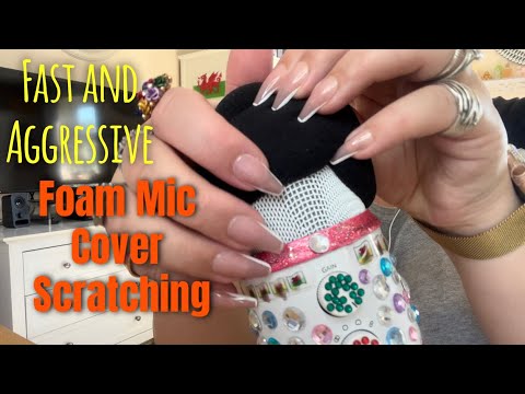 ASMR // Fast & Aggressive Foam Mic Cover Scratching & Tapping • No Talking •