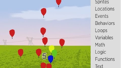 Balloon Popper game on Code.org sprite lab