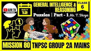 🧠 General Intelligence & Reasoning - 6 | 🧩 Puzzles - 1 | Ms. T. Divya | Mission 80