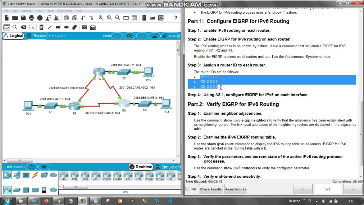 6.4.3.4 Packet Tracer - Configuring Basic EIGRP with IPv6 Routing - YouTube