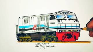 Cara Menggambar Kereta Api, Lokomotif Cc 203 , Kereta Api Indonesia