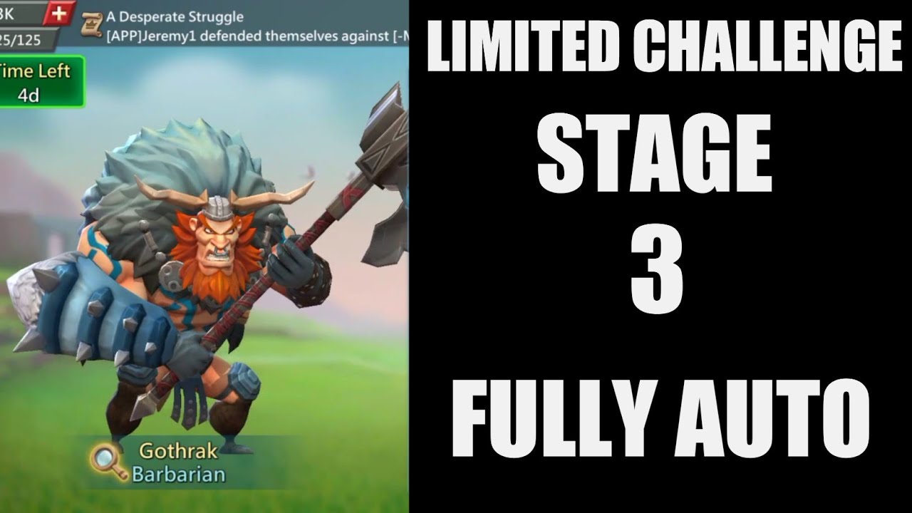 Lords mobile Barbarian stage 3 fully auto|Barbaric journey stage 3|Barbarian Challange Stage 3 Auto