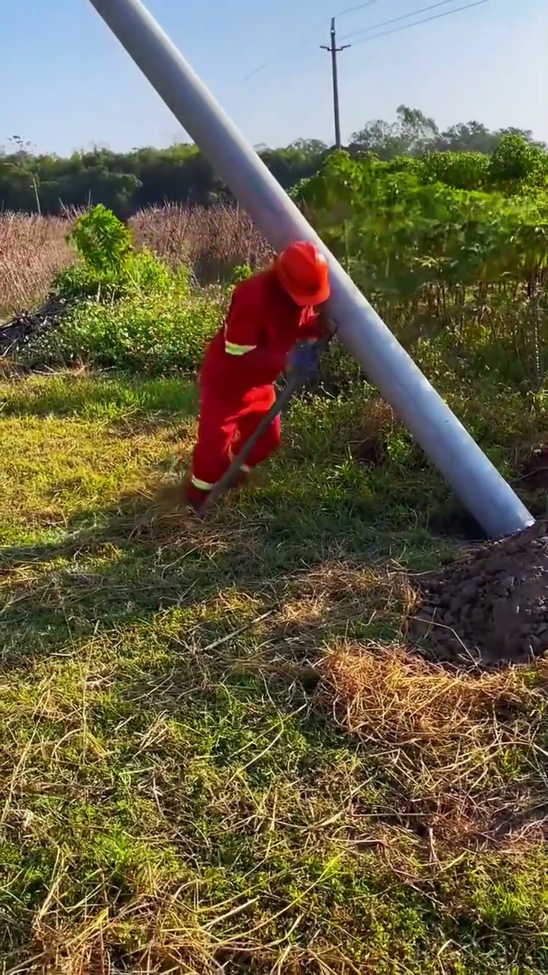 Manual installation of line poles