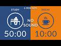 50/10 Pomodoro Timer | No sound | 6 Hour Of Deep Focus & ADHD✨ | 6 Hour Study With Me
