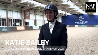 NAFWDC24 HorseLight Medium Gold Champion: Katie Bailey & Escomond