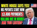 5 Mins Ago WHITE HOUSE APPROVES 3400 IRS Stimulus Payments Begin In HOURS Are You On The List 5 Mins Ago WHITE HOUSE APPROVES 3400 IRS Stimulus Payments Begin In HOURS Are You On The List