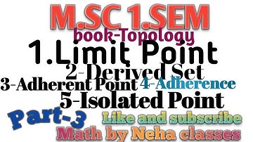 M.Sc 1.sem #Topology #Limit Point #Derived set #Adherent Point #Adherence #Isolated Point #Perfect S