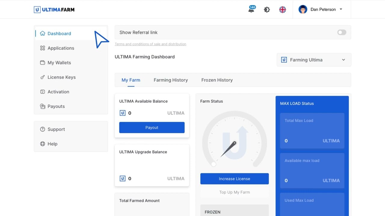 Обзор личного кабинета Ultima Farm