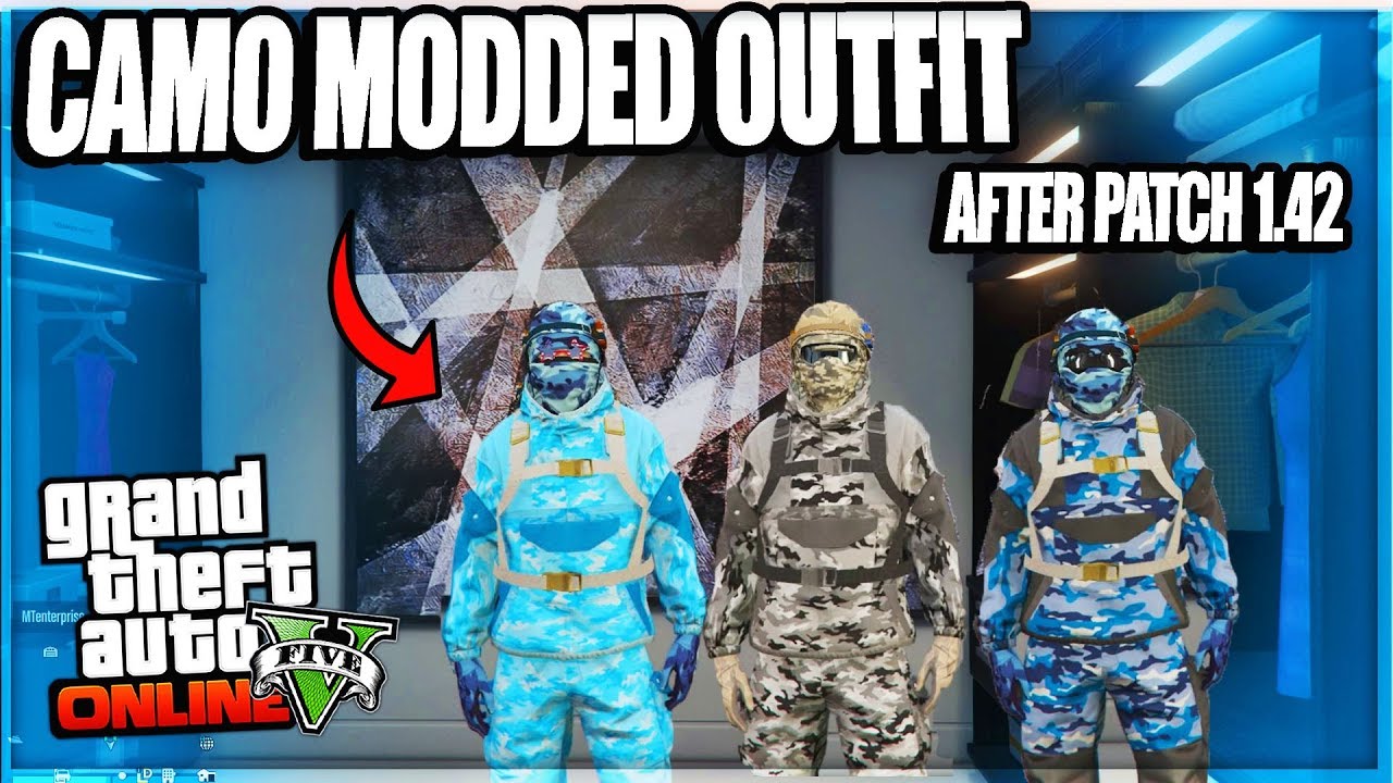 GTA 5 Online - CAMO MODDED OUTFIT USING CLOTHING GLITCHES (Patch 1.42) (GTA 5 Glitches)