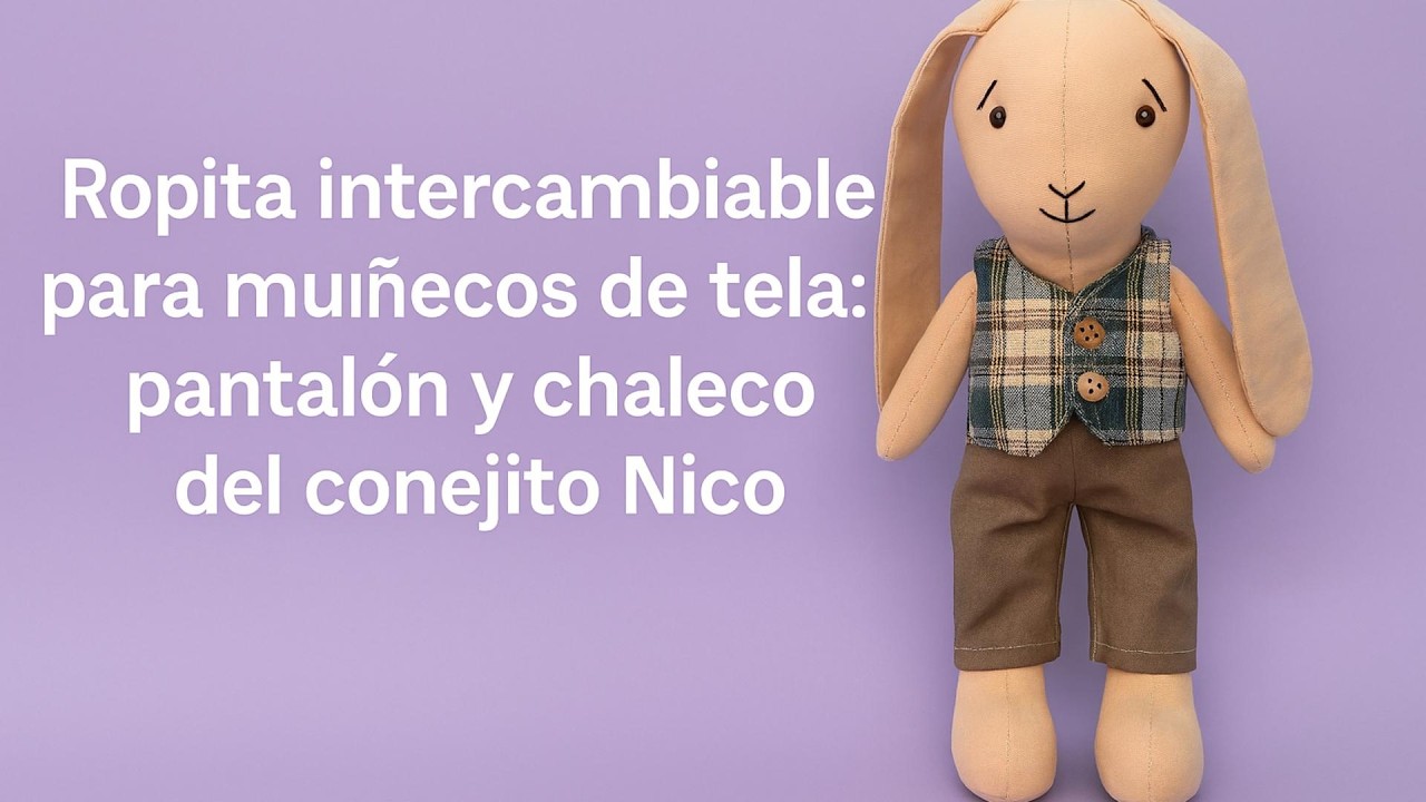 Heless 1360 - Ropa Para Muñecas Diseño Bunny Lou - Vestido Con Aplicación De Conejito Para Muñecas Y Peluches De 28 A 35 Cm, Incluye Percha De Madera, Cierre De Velcro, +18 Meses
