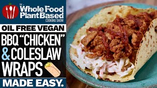 BEST PLANT BASED BBQ "CHICKEN" & COLESLAW WRAPS 🌯 You need this recipe in your life!