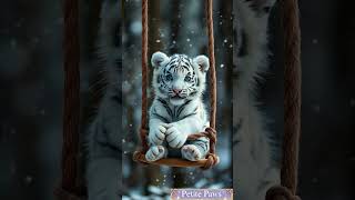 Tiny Tiger on a Swing! 🐯❄️ Love This? ❤️ S U B S C R I B E! 🌟#tiger #cuteanimals #youtubeshorts