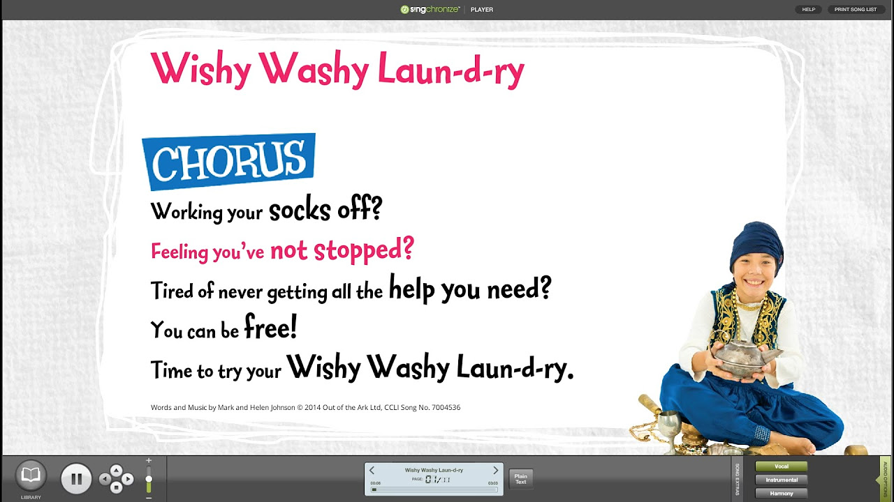 Wishy Washy Laun d ry Aladdin Trouble   Words on Screen  Sample