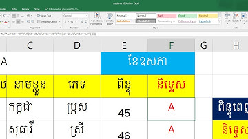 របៀបដាក់និទ្ទេសលើពិន្ទុសិស្ស Formula IF to Set Level in Excel