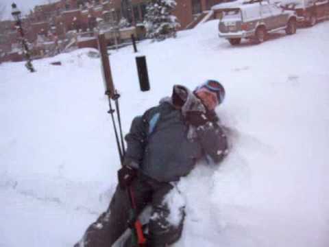 Karin falls into snow bank from exhaustion