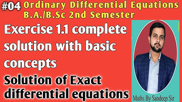 04 || Ordinary Differential Equations || Exercise 1.1 || Solution of Exact Differential Equations