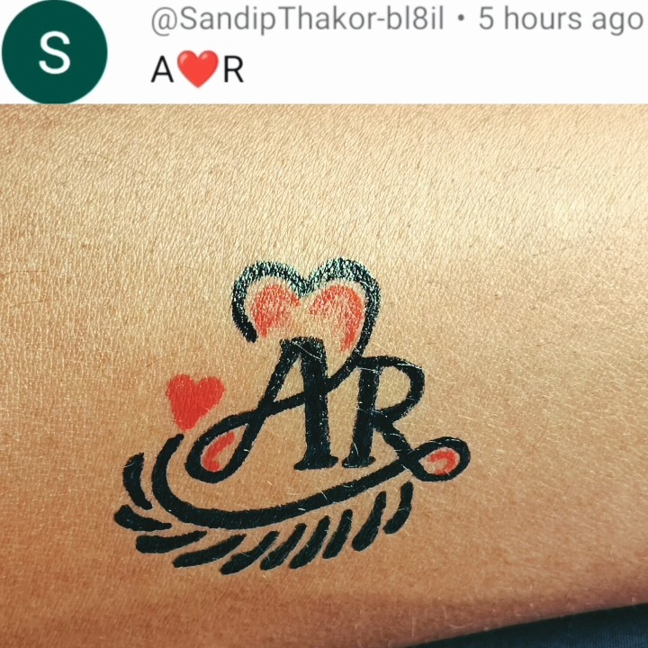 Very cute 🥰 A ️R couple letter tattoo design #shorts #youtubeshorts # ...