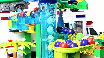 Satisfying Building Blocks Marble Run Race Spiral Elevator & Jungle