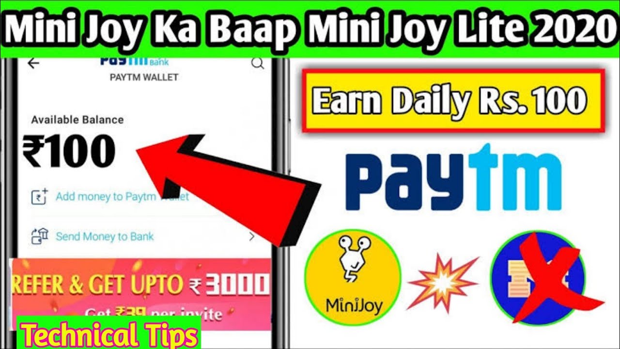 New PayTm Earning App MiniJoy Litewith Live Payment Proof in PayTm.