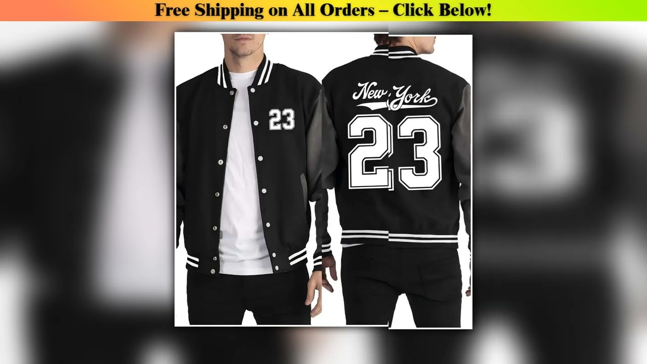 New York Number 23 Art Letter Printing Jacket Men Hip Hop Loose Baseball Uniform Casual Warm Clothe
